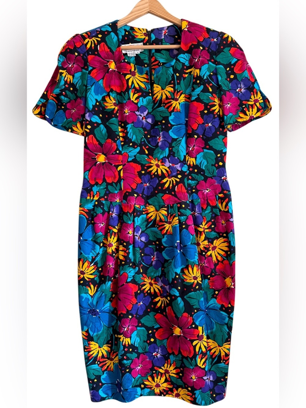 TALBOTS Vintage Colorful Feminine Retro Timeless Chic Floral Sheath Dress Sz 8